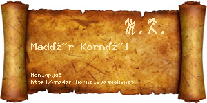 Madár Kornél névjegykártya